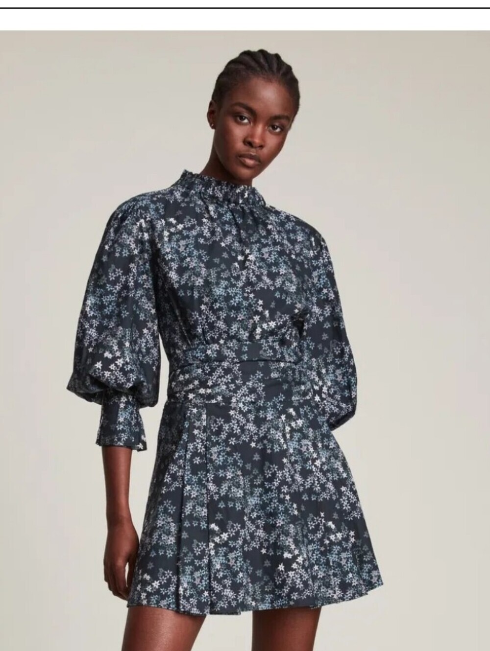 AllSaints Navy Blue Floral Long Sleeve Mini Dress Size 0
Description: